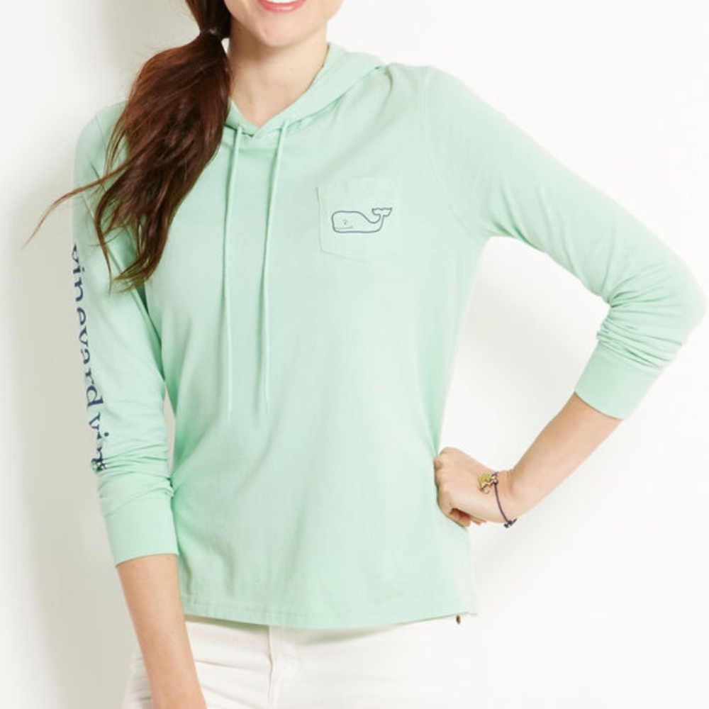 Blue Long-Sleeve Printed Whale Hoodie Tee